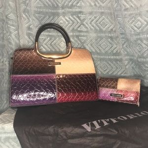 Vittorio Leather Ombré Colorblock Handbag & Wallet